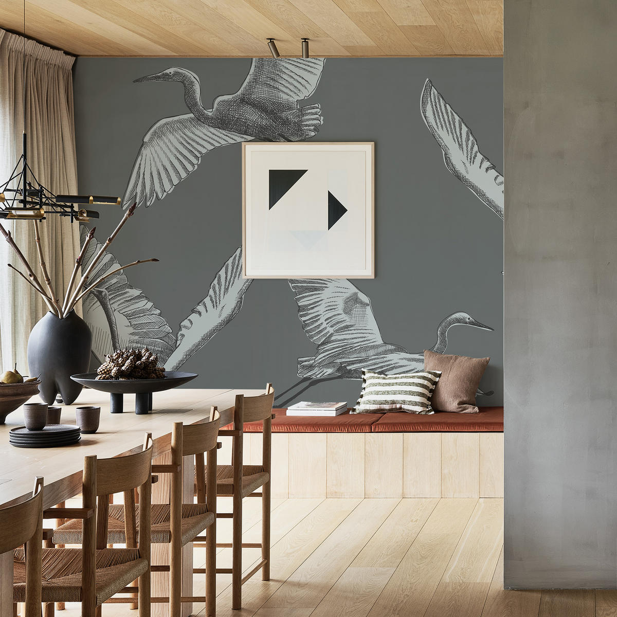 FOTOTAPETE Grafik Natur 280x300cm - Blau, Papier/Kunststoff (300/1cm) - Walldoctor