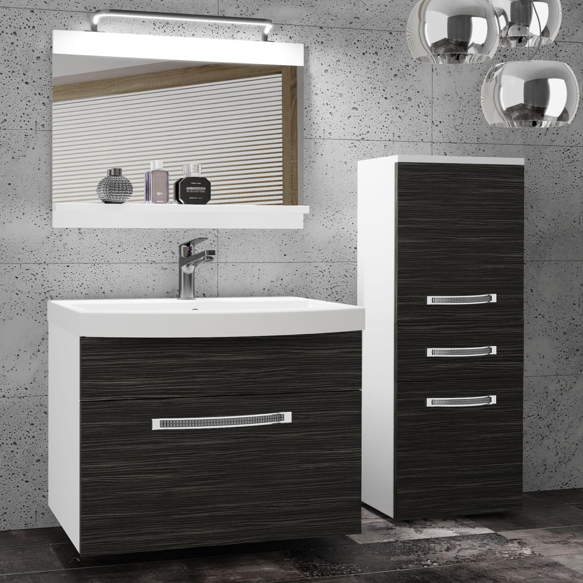 BADMÖBEL Badezimmer Königliches Ebenholz, Matt - Braun, Holz (100/81/40cm) - B BELINI GROUP