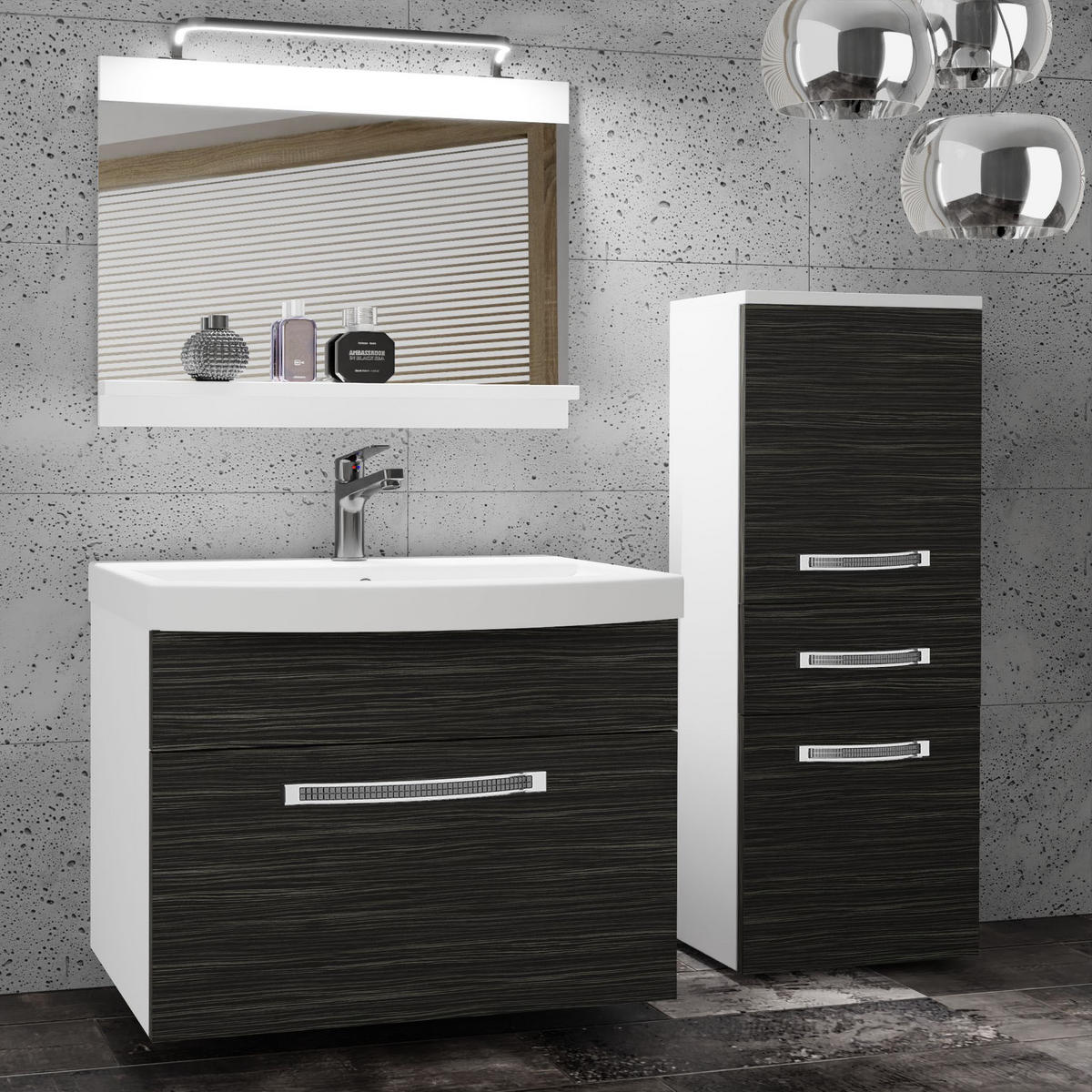 BADMÖBEL Badezimmer Königliches Ebenholz, Matt - Braun, Holz (100/81/40cm) - B BELINI GROUP