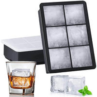 EISWÜRFELFORMEN 2-teiliges Set mit Deckel 6 Mulden quadratisch 5 cm - Schwarz, Kunststoff (5/5/5cm)