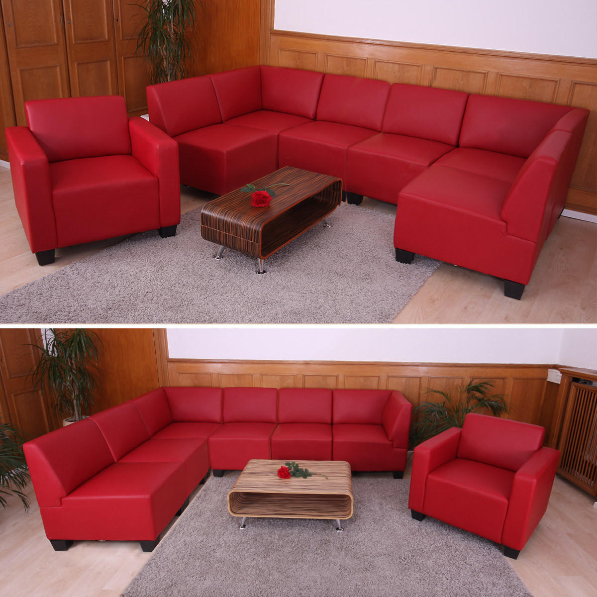 COUCH-GARNITUR Rot - Rot, Textil (258/76/186cm) - MCW
