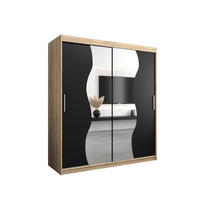 SCHWEBETÜRENSCHRANK 200/180/62 2-türig - Silberfarben/Schwarz, Holz/Kunststoff (180/200/62cm) - MÖBEL KRYSPOL