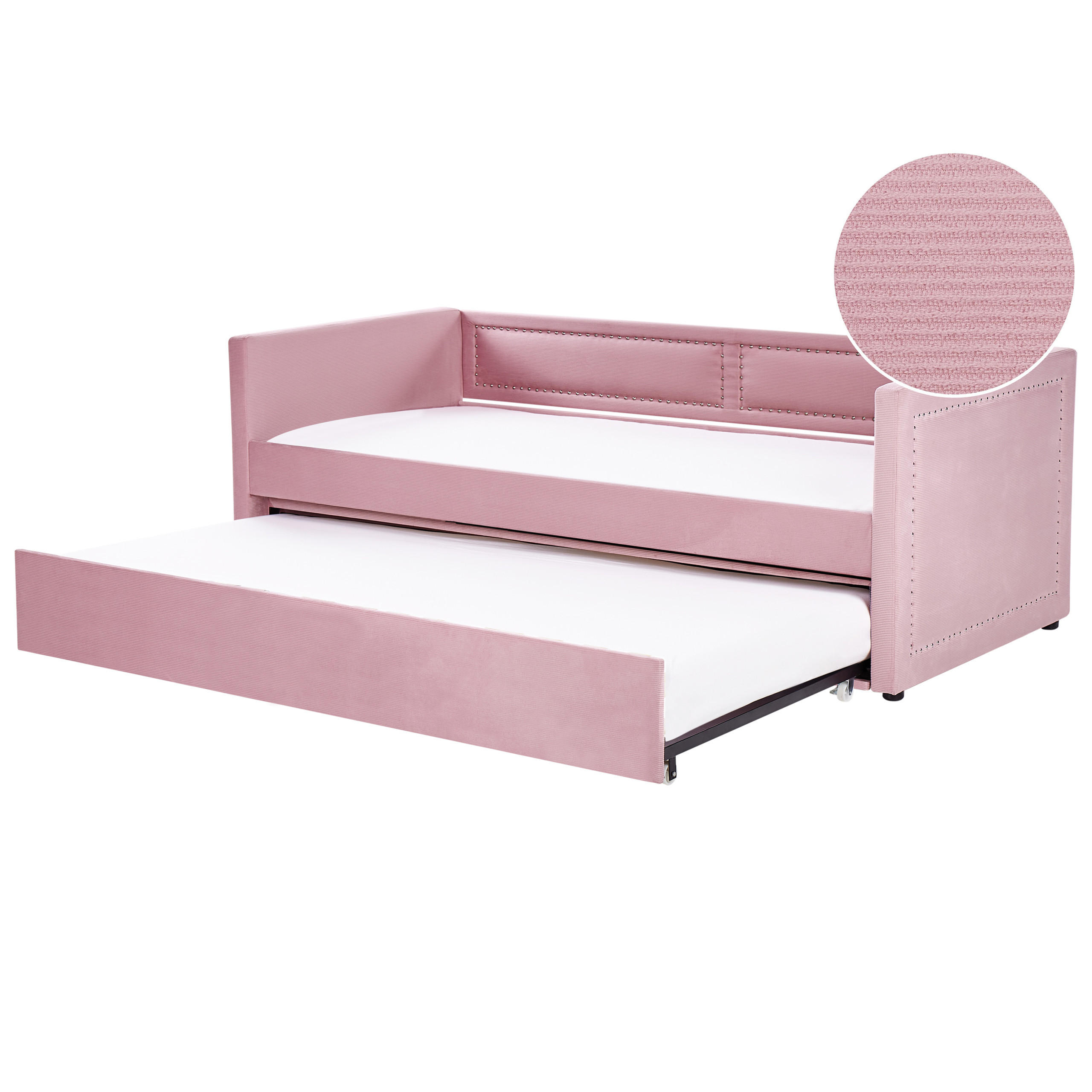 TAGESBETT 90/200cm Rosa Mimizan - Pink, Naturmaterialien/Textil (90/200cm) - Beliani