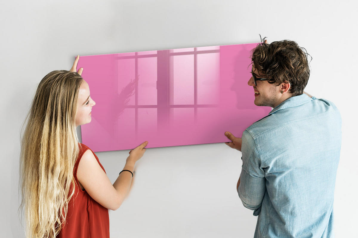 MAGNETTAFEL 120x60 Rosa schwarzer Marker - Pink, Glas (120/0.4/60cm) - TULUP