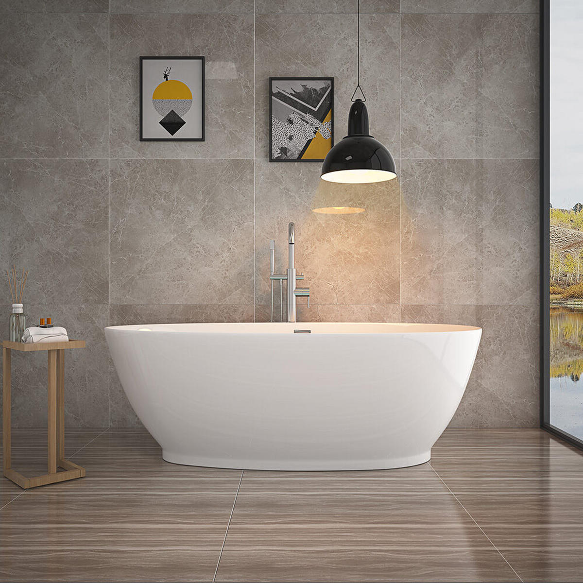 FREISTEHENDE Badewanne DELIA - 180 x 90 cm - Weiß, Keramik (180/58/90cm) - Home Deluxe
