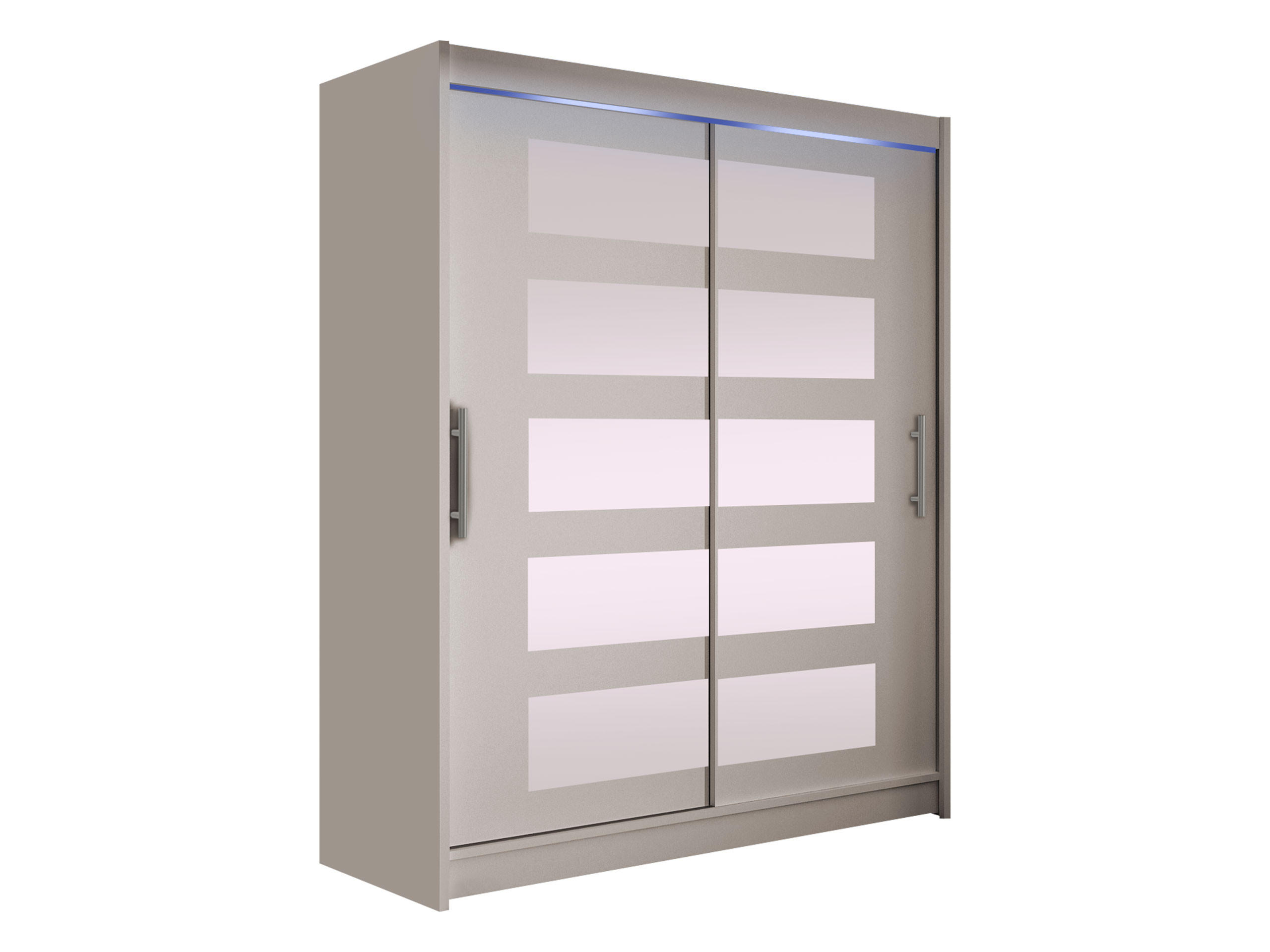 SCHWEBETÜRENSCHRANK Westa V, mit RGB LED Beleuchtung - Kaschmir/Silberfarben, Holzwerkstoff/Metall (150/200/58cm) - MIRJAN24