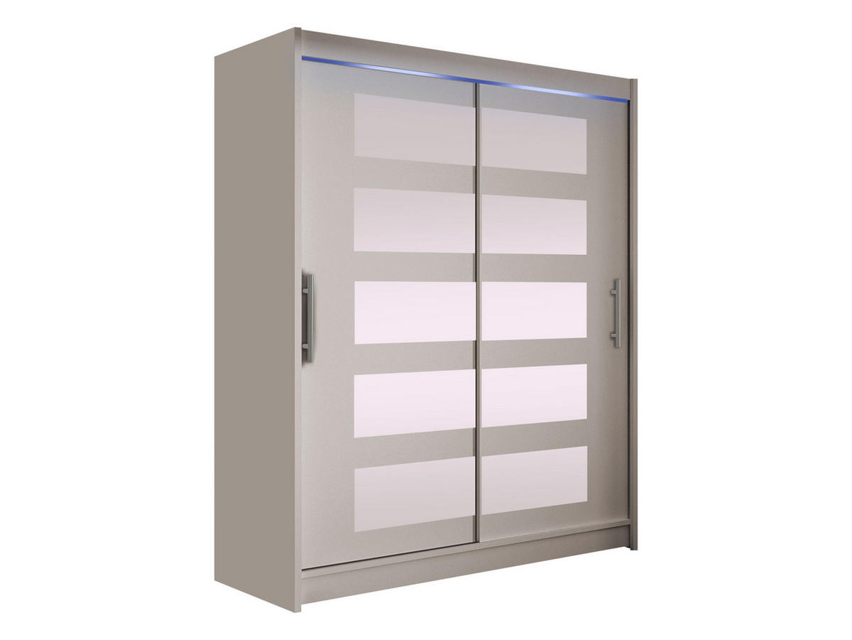 SCHWEBETÜRENSCHRANK Westa V, mit RGB LED Beleuchtung - Kaschmir/Silberfarben, Holzwerkstoff/Metall (150/200/58cm) - MIRJAN24
