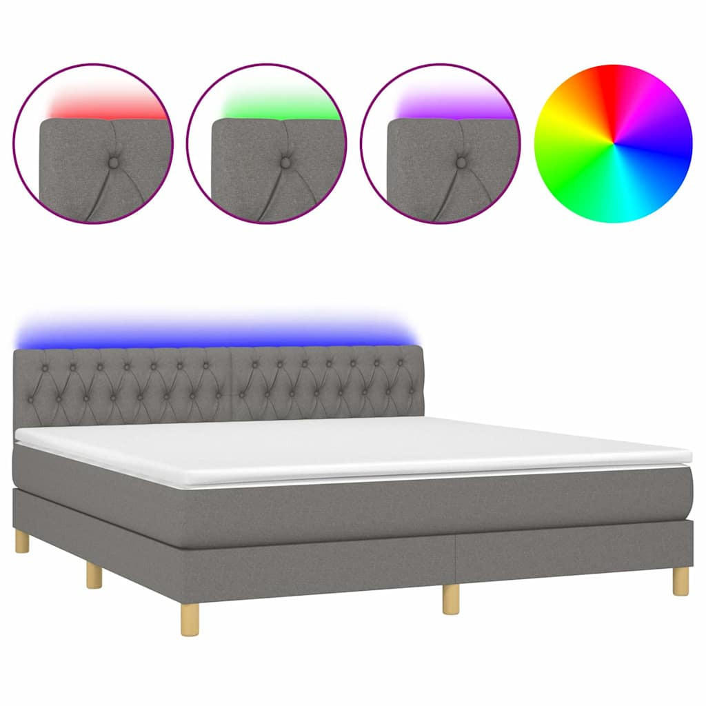 BOXSPRINGBETT 180/200 Cm Grau Gewebe - Grau, Textil (180/203cm) - vidaXL