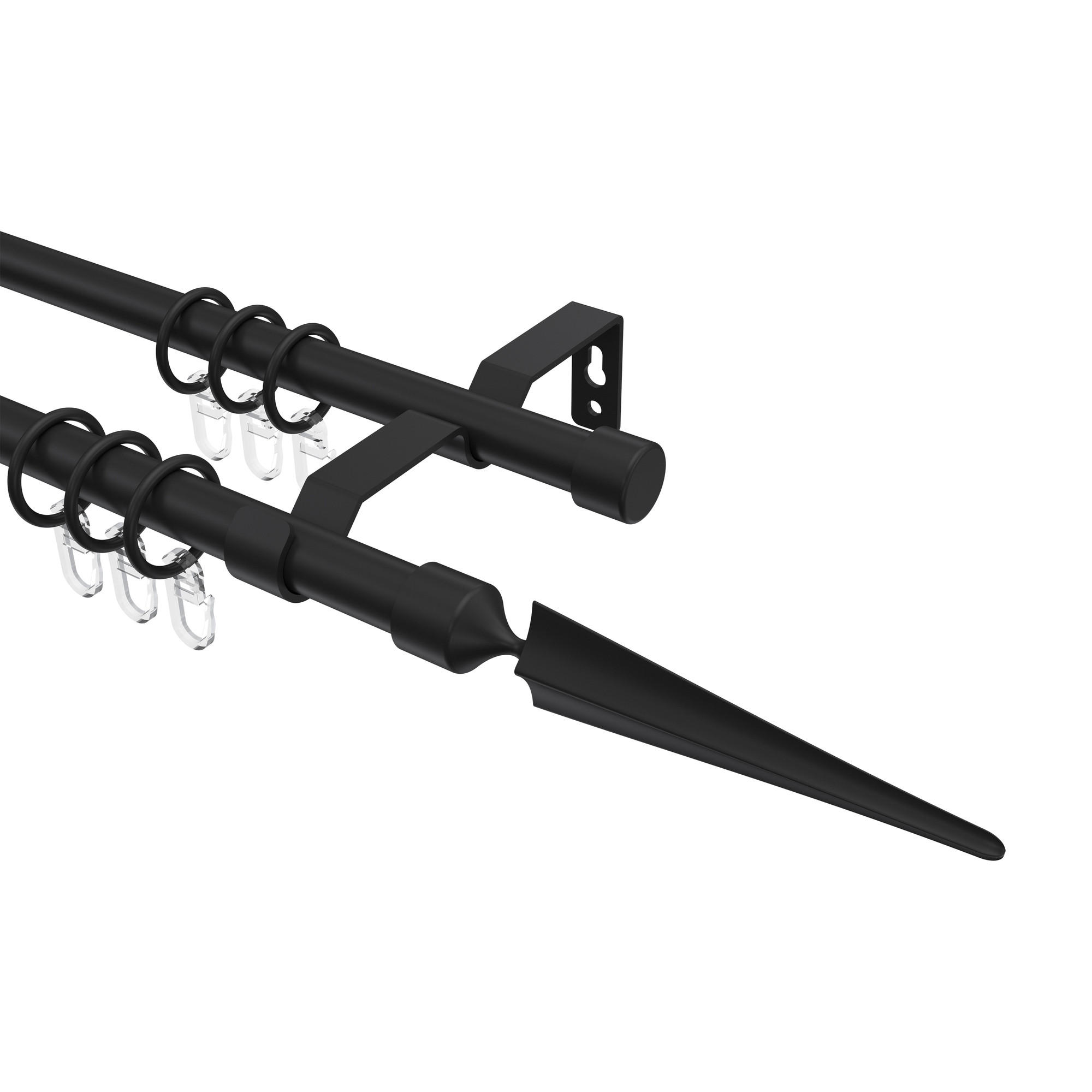 GARDINENSTANGE Olymp Lorenzo 200 cm, 2-läufig, 16 mm Ø Schwarz - Schwarz, Metall (200cm) - INTERDECO