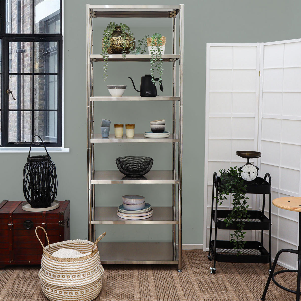METALLREGAL 74x41x200 cm bis 280kg mit 7 Ebenen - Silberfarben, Metall (41/200/74cm) - shelfr