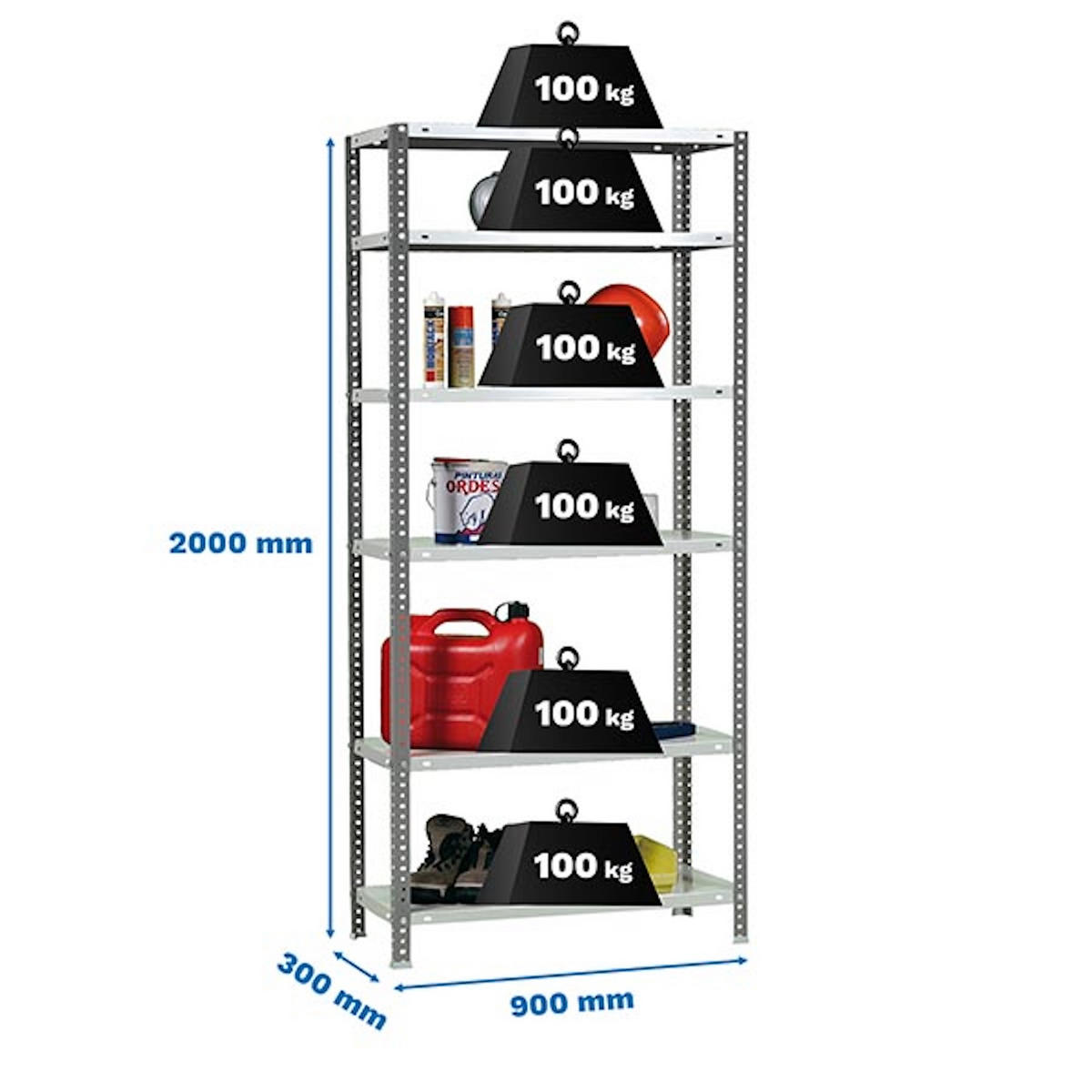 SCHRAUBREGAL PANDA TALL | HxBxT 200x90x30cm | 6 Fachböden | Fachlast 100kg | Anthrazit-Weiß - Anthrazit, Metall (90/200/30cm) - PROREGAL