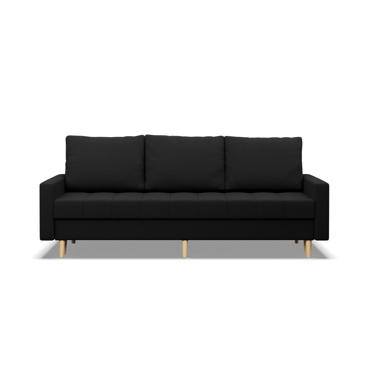 SOFA 3-SITZER MIT SCHLAFFUNKTION ELMA, Schwarz - Schwarz, Textil (212/88/92cm)