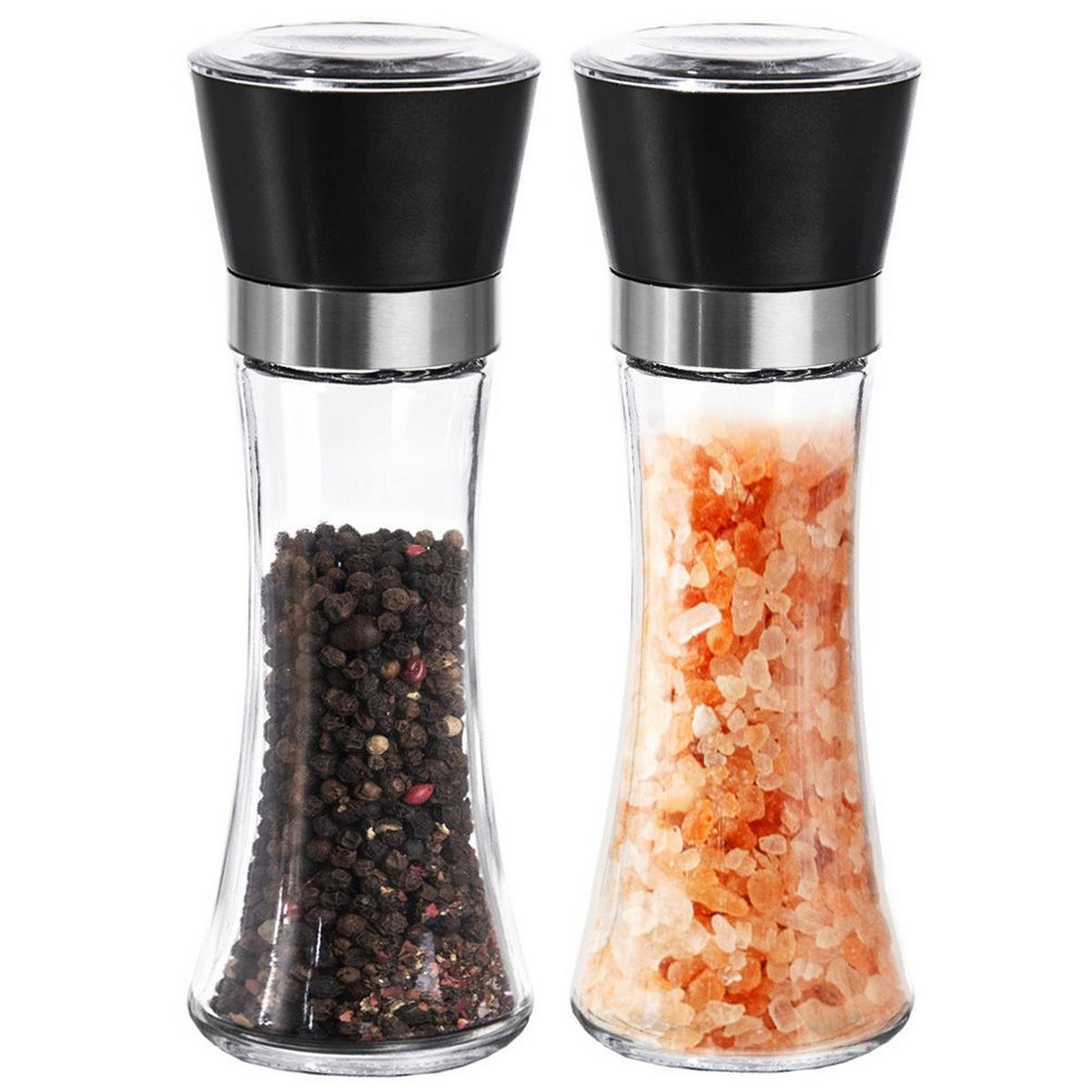 GEWÜRZMÜHLE-SET Schwarz Transparent - Schwarz, Glas (6.5/18.5/6.5cm) - Orion 