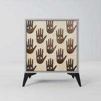 SIDEBOARD SEE MORE, Grau, 57,5x42x70,5 cm, Schwarze Metall-Sternfüße - Multicolor/Schwarz, Holzwerkstoff/Metall (57.5/70.5/42cm) - SpaceRebels