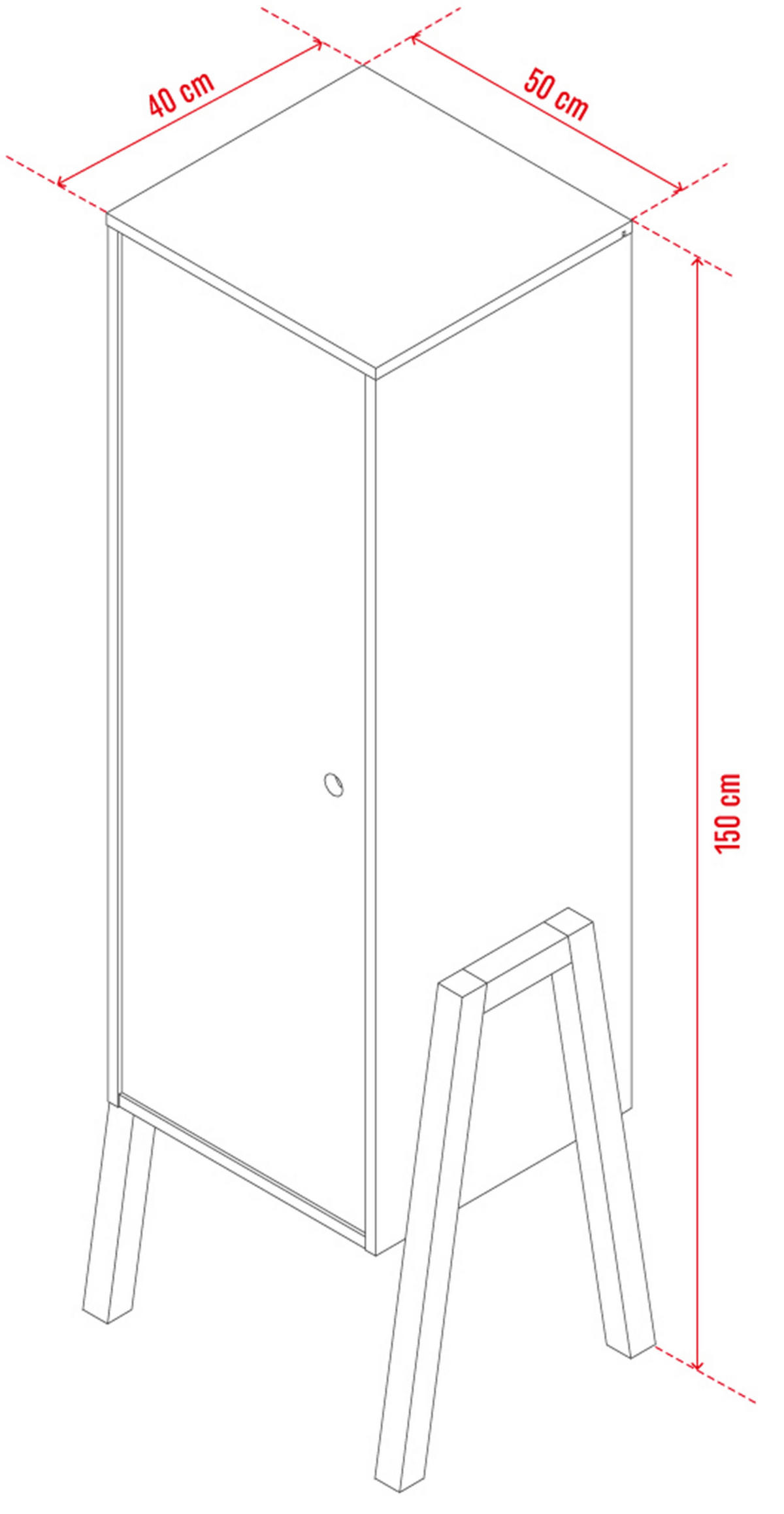 KLEIDERSCHRANK SPOT 1-TÜRIG - Weiß, Holzwerkstoff (49.5/150/40cm)