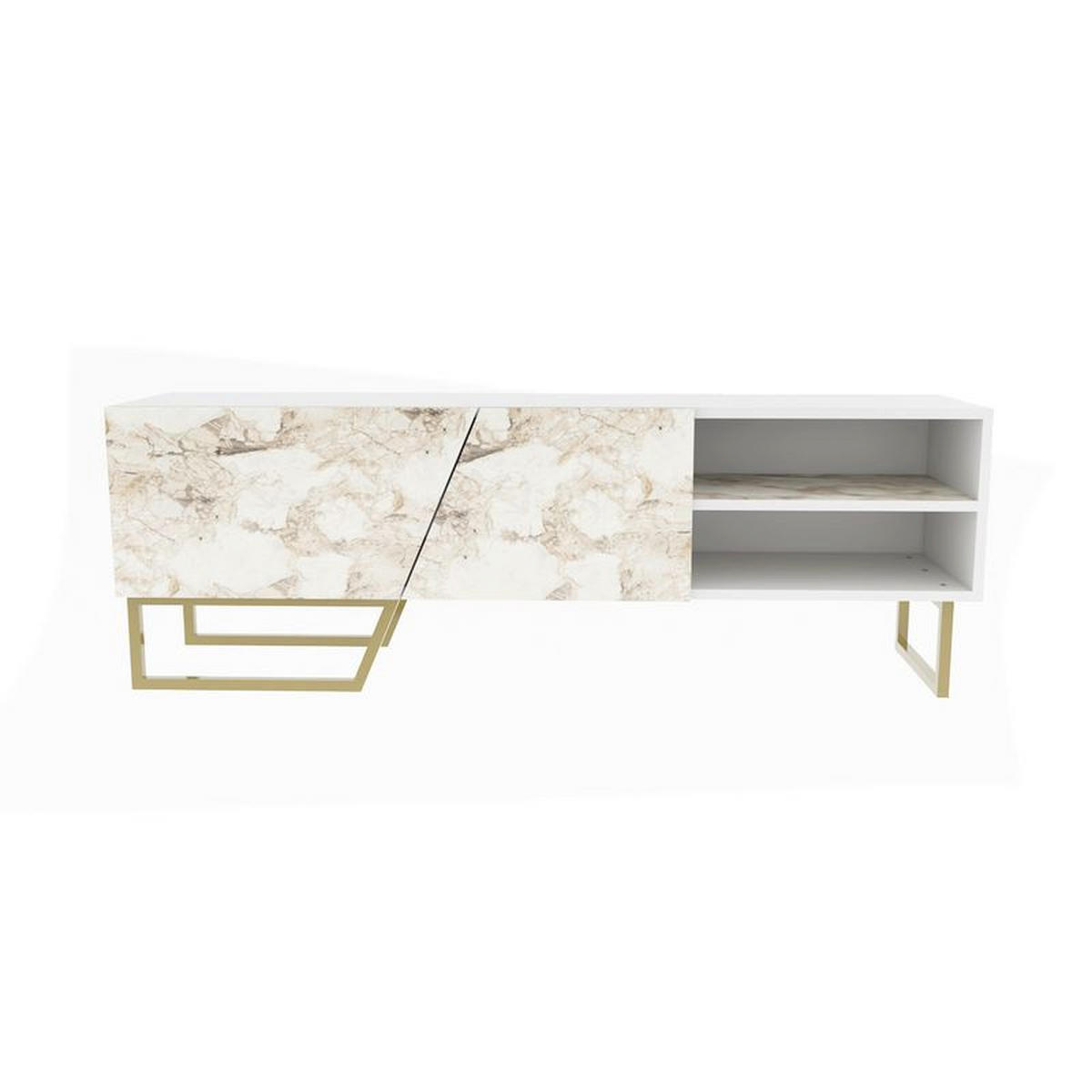 TV-ELEMENT Denasse Weiß Gold - Goldfarben/Weiß, Holzwerkstoff (150/50.5/35cm) - Decorotika