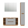 BADMÖBEL-SET Lotta Eiche/Grau mit Kachelstruktur 3 Teile - Eichefarben/Grau, Holzwerkstoff (119.2/62.5/35cm) - Vicco