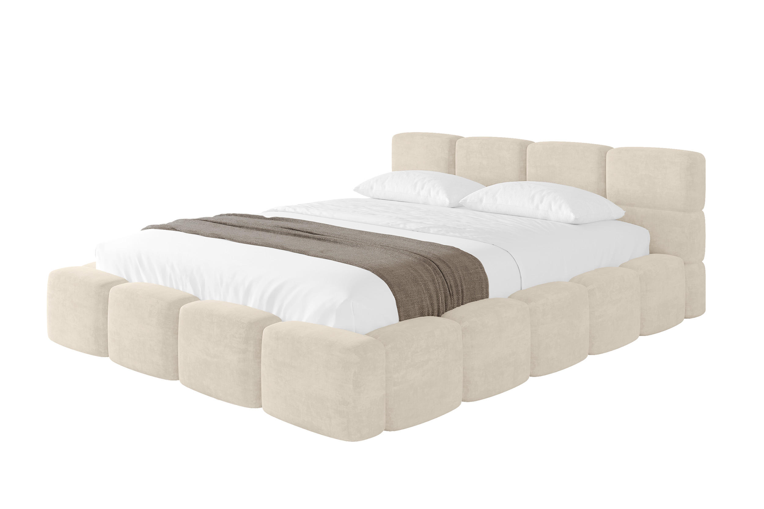 POLSTERBETT mit Bettkasten und Lattenrost, Bett mit Kopfteil, Boxbett ohne Matratze, Doppelbett mit Stauraum - NATA-v1 160x200 Beige - Cappuccino, Holzwerkstoff/Textil (160/200cm) - ALTDECOR
