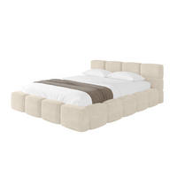 POLSTERBETT mit Bettkasten und Lattenrost, Bett mit Matratze H3/H4, Kopfteil, Boxbett, Doppelbett mit Stauraum - NATA-v1 200x200 Beige - Cappuccino, Holzwerkstoff/Textil (200/200cm) - ALTDECOR