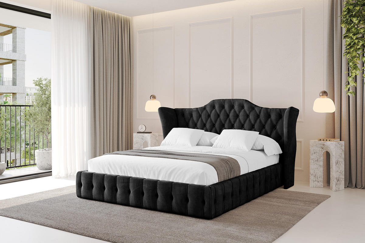 POLSTERBETT mit Bettkasten und Lattenrost, Boxbett ohne Matratze - MODY 180x200 Schwarz - Schwarz, Holzwerkstoff/Textil (180/200cm) - ALTDECOR