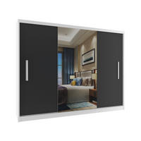 SCHWEBETÜRENSCHRANK Verona ME, Weiß/Schwarz Matt, 232 cm, mit Spiegel - Schwarz, Holz (232/216/60cm) - B BELINI GROUP