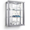 HÄNGEVITRINE 25/60/80 cm mit Spiegel, LED & 2 höhenverstellbaren Glasböden - Transparent/Silberfarben, Glas/Holzwerkstoff (60/80/25cm) - K-Möbel