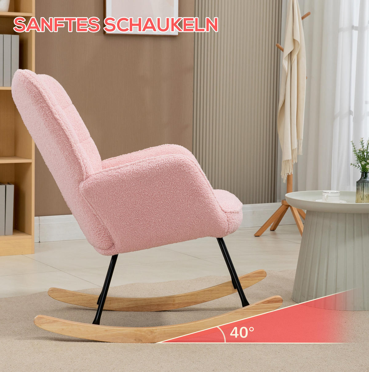 SCHAUKELSTUHL Polyester mit hoher Rückenlehne, Armlehnen 71/98/101 cm Rosa - Rosa, Textil (98/101/71cm) - Redom