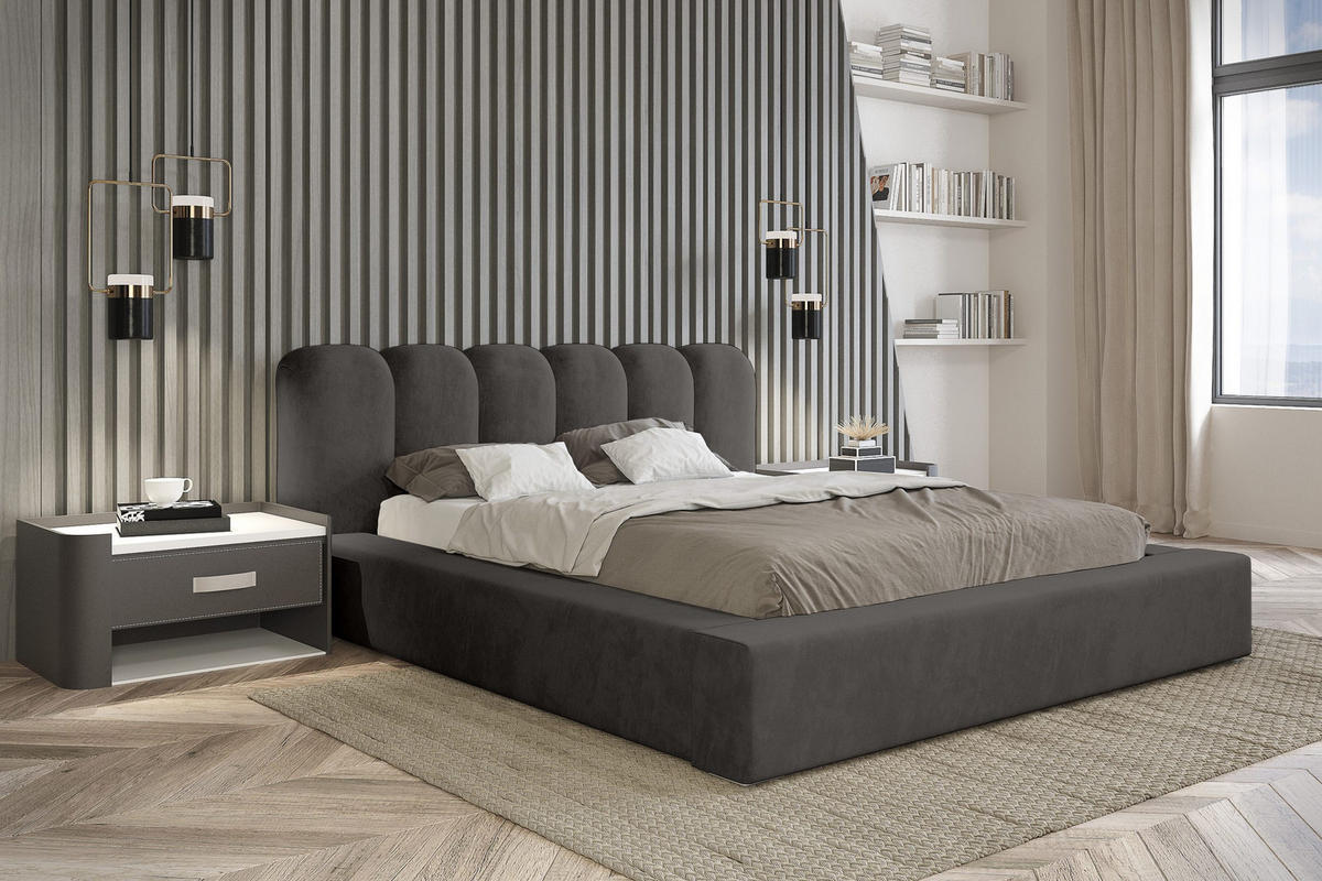 POLSTERBETT schenilen Struktur Ranera 180x200 cm, Dunkelgrau - Dunkelgrau, Textil (180/200cm) - Fedve