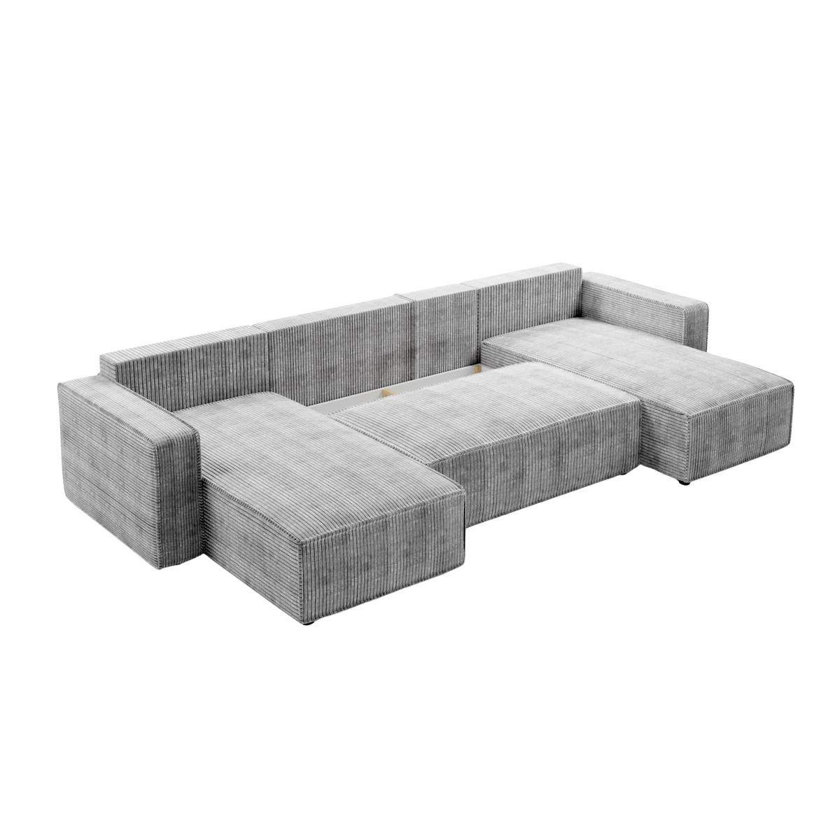 WOHNLANDSCHAFT BRIK XL 338x169 cm, Meerblau Cord Poso, Schlaffunktion & Bettkasten - Dunkelblau, Textil (338/85/169cm) - Excellent Home