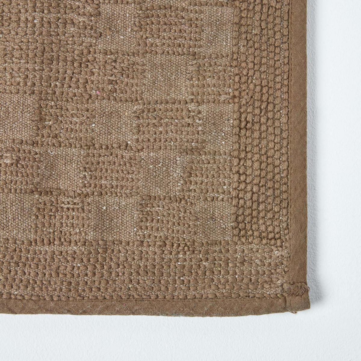 BADEMATTE 45/75 cm Karo-Bordüre, Baumwolle - Braun, Textil (45/75cm) - Homescapes