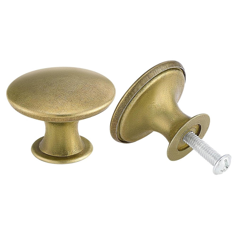 SCHRANKKNOPF Messing Antik 6er-Set 30 mm - Goldfarben, Metall (3/2.1/3cm)