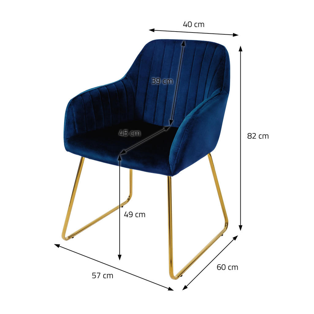 Thumbnail - Ml-Design Stuhl, Blau, Metall, 4-Sitzer, 60x82x57 cm, Esszimmer, Stühle, Esszimmerstühle, Armlehnenstühle