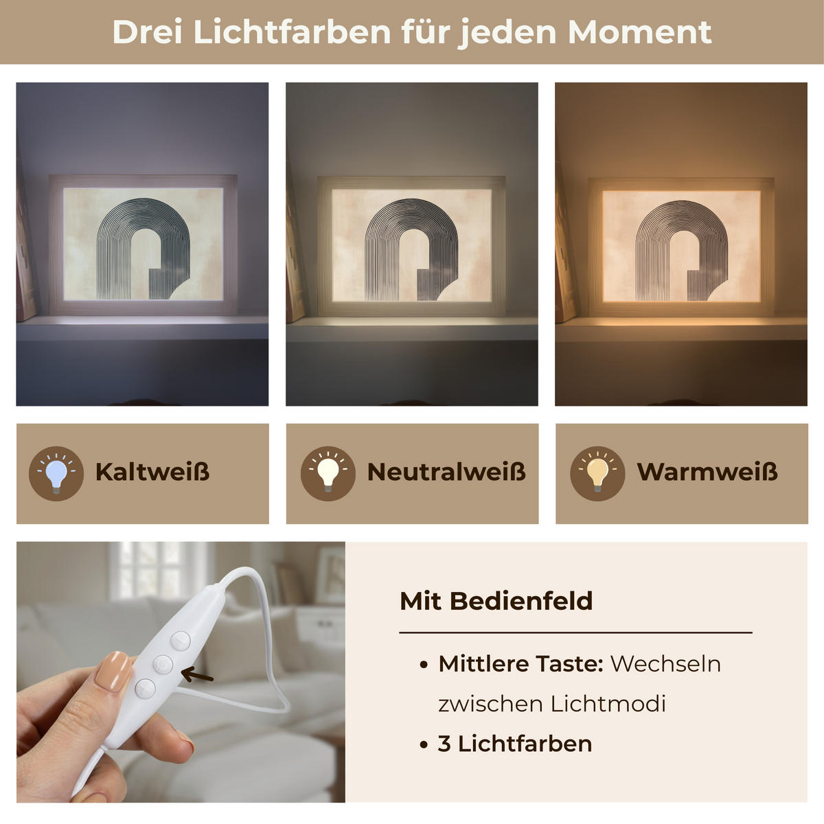 NÁSTĚNNÁ LAMPA Luk - Pruhy - Minimalistický - Černý 20x15 cm - béžová, kompozitní dřevo (20/15/8cm) - OnlyWow