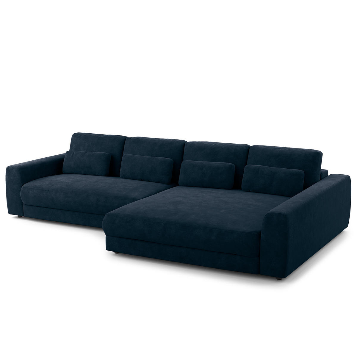ECKSOFA mit XXL-Longchair - Blau/Schwarz, Kunststoff/Textil (323/182cm) - home24
