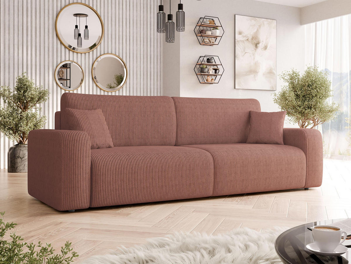 SCHLAFSOFA Piano Cord - Schwarz/Rosa, Holz/Kunststoff (245/82/92cm) - MIRJAN24