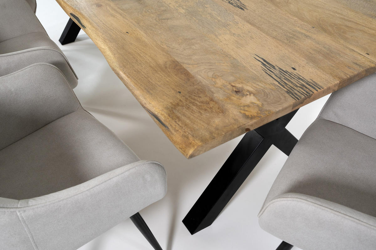 ESSTISCH TIGER X - Beige/Schwarz, Holz/Metall (100/240/77cm) - SAM