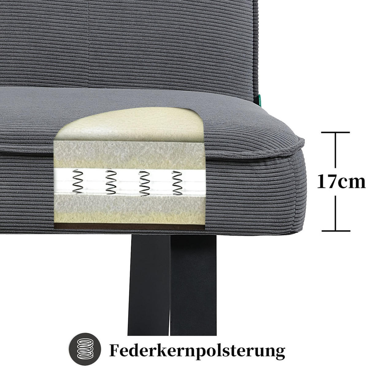 SITZBANK EMILIA - Grau, Metall (156/88/65cm) - DUBI Möbel