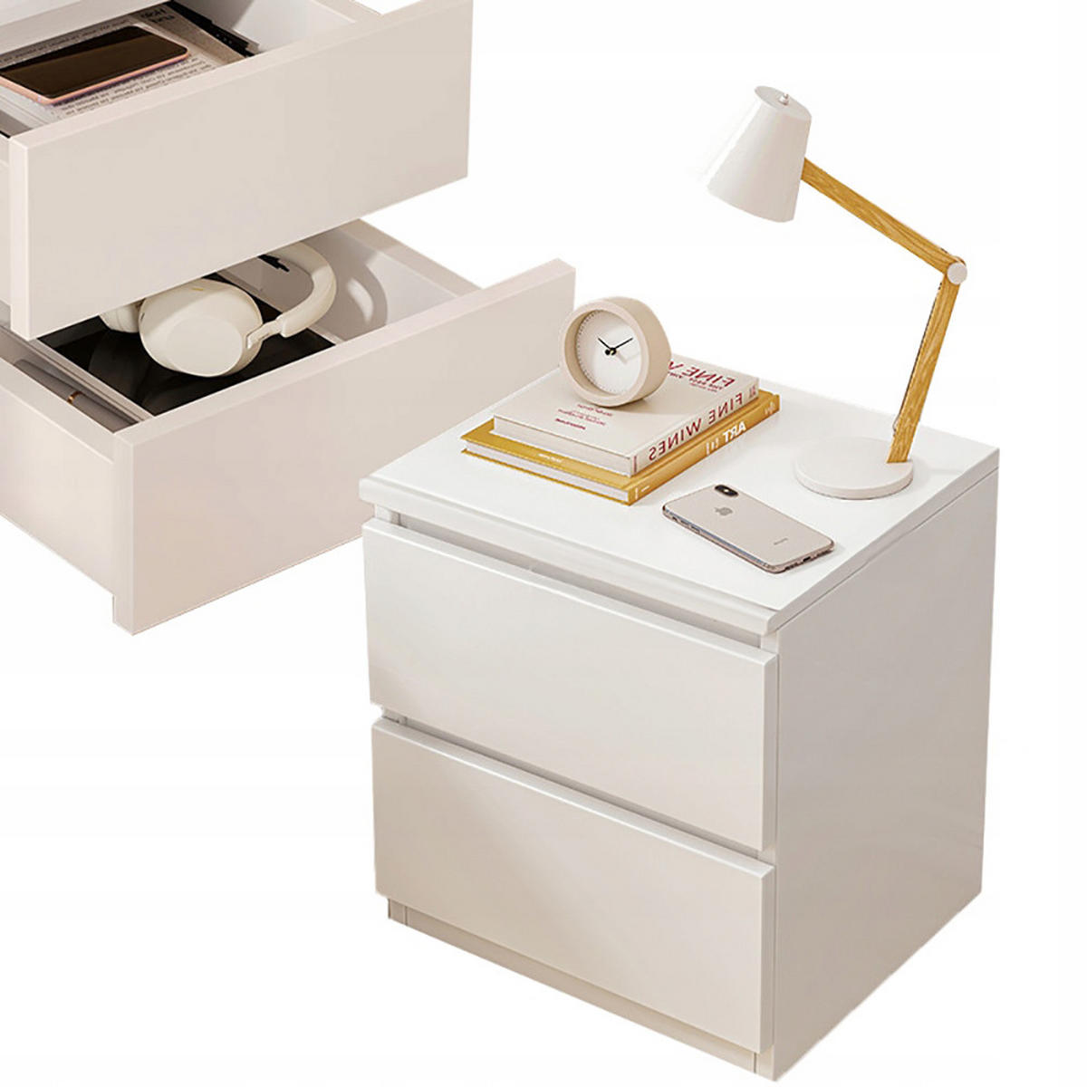 NACHTTISCH , weiß, 40x30x41 - Weiß, Holz (40/41/30cm) - MUVU