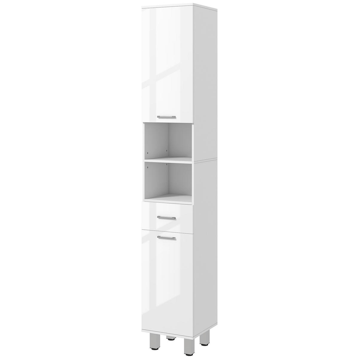 HOCHSCHRANK DE-12470 30/30/180 cm Weiß Hochglanz - Weiß, Holzwerkstoff (30/180/30cm) - ComfortXL