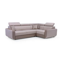 ECKSOFA MIRA Beige Geflochtener Stoff mit Schlaffunktion - Beige, Holz (263/184cm) - MASSENO