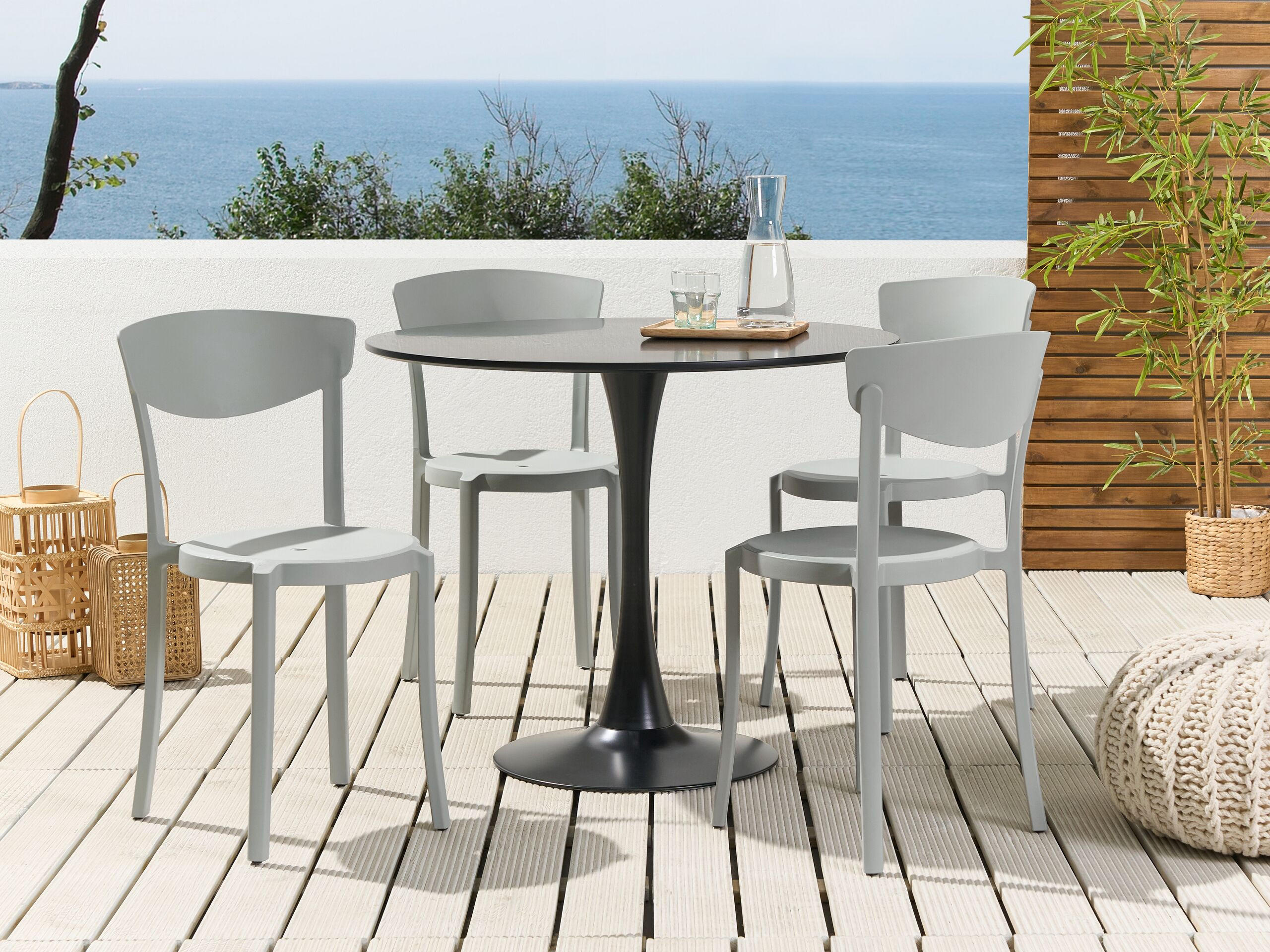 GARTENSTÜHLE 4er-Set Kunststoff hellgrau Vieste - Hellgrau, Kunststoff (42/80/40cm) - Beliani