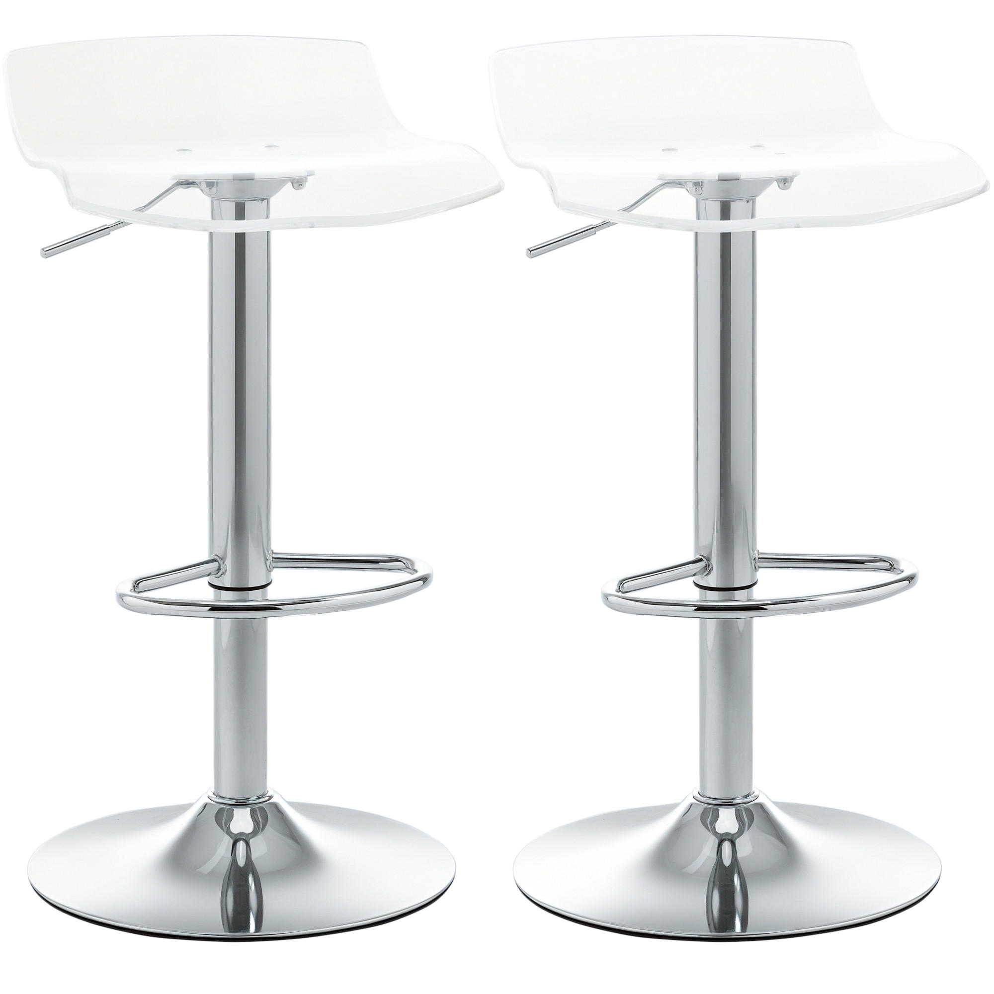 BARHOCKER 2er-Set DE-14697 höhenverstellbar mit Fußstütze Transparent - Transparent, Metall (39/87/39cm) - ComfortXL