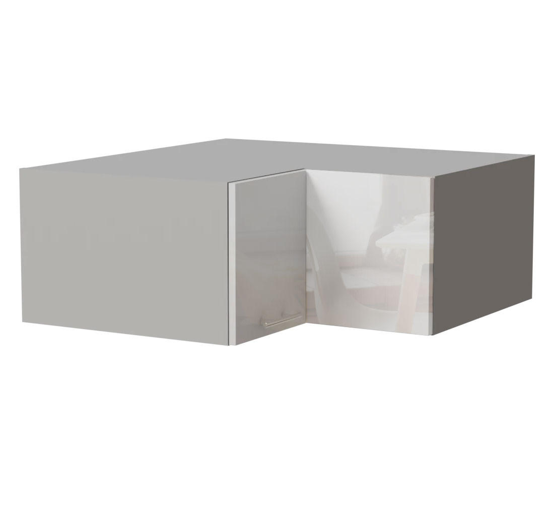 Feldmann-Wohnen Eck-Aufsatzschrank Weiß Hochglanz, Grau 90x36x90 cm