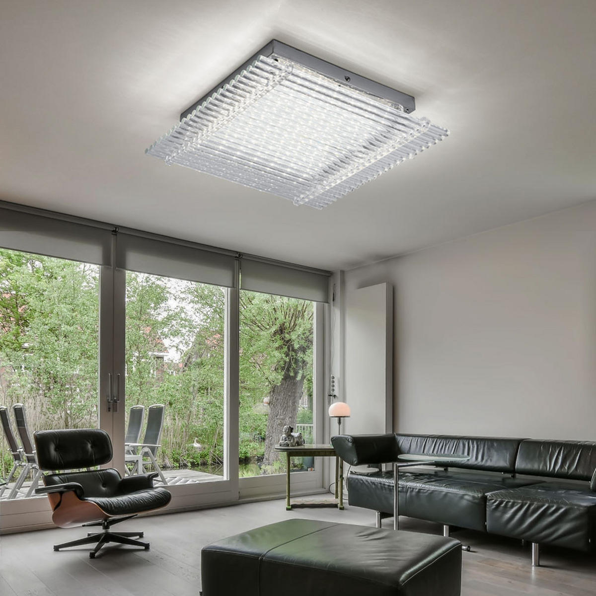 LED DECKENLEUCHTE VILLARICA Glas Silber - Silberfarben, Glas (31/31/7cm) - Globo Lighting
