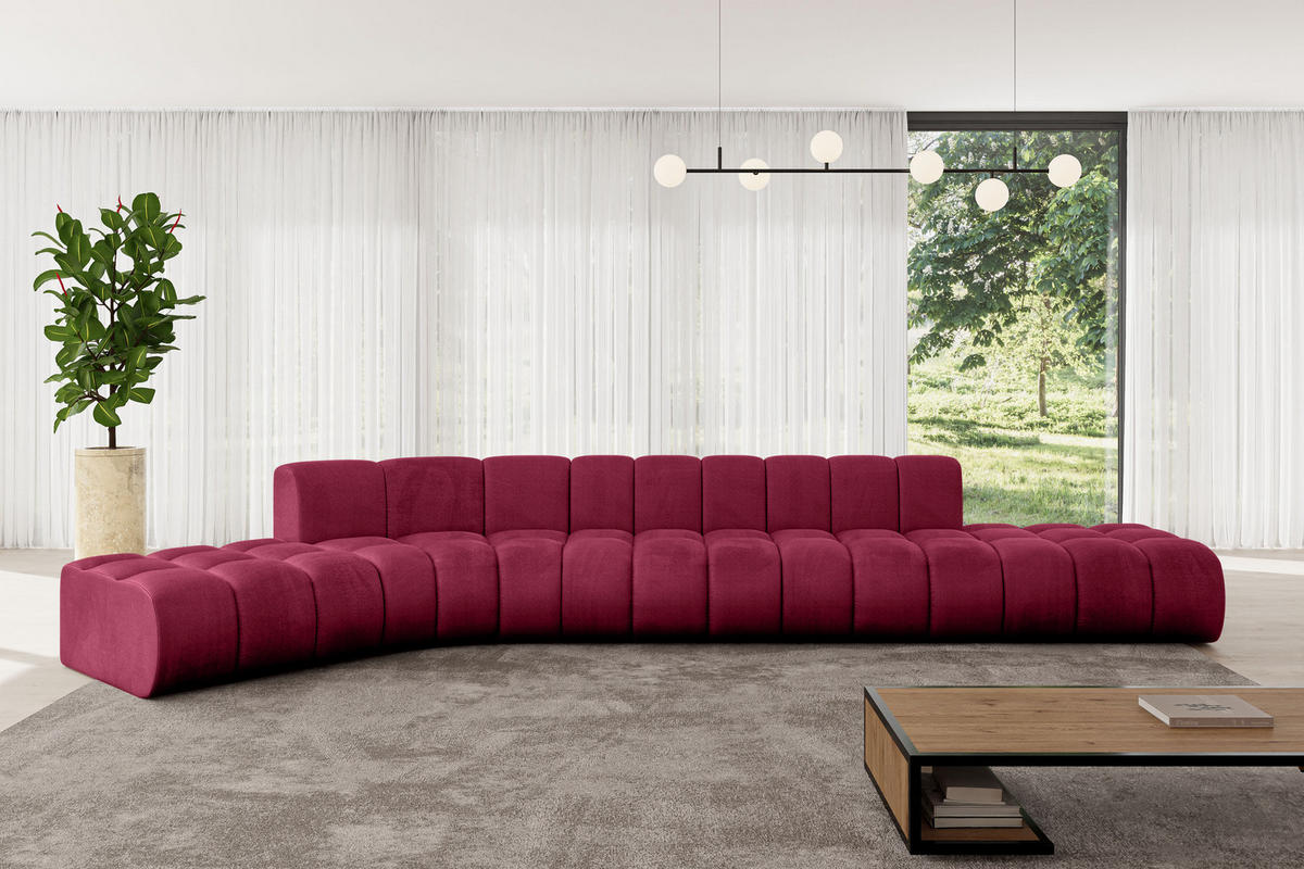ECKSOFA modulares Sofa Solven-L2 - 471x174x70 cm Bordeauxrot - Bordeaux, Holzwerkstoff/Textil (471/174cm) - ALTDECOR