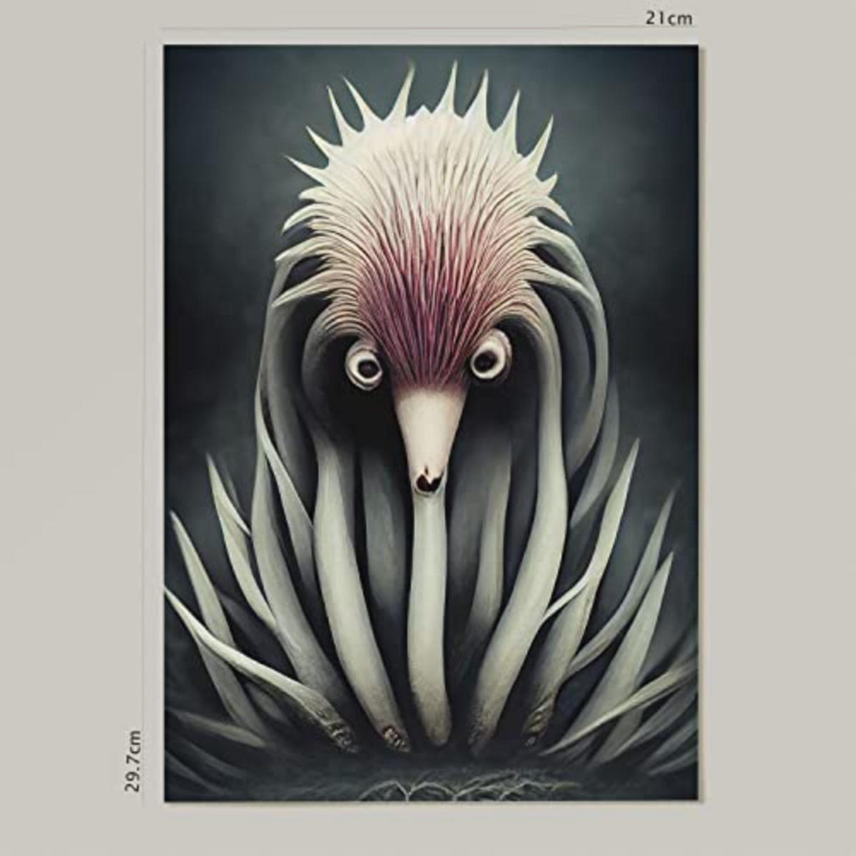 POSTER Set mit 4 Schwarz und weiß Tier im T Burton Goth Stil A4 Rahmenlos - Klar, Papier (29.7/3cm) - Nacnic