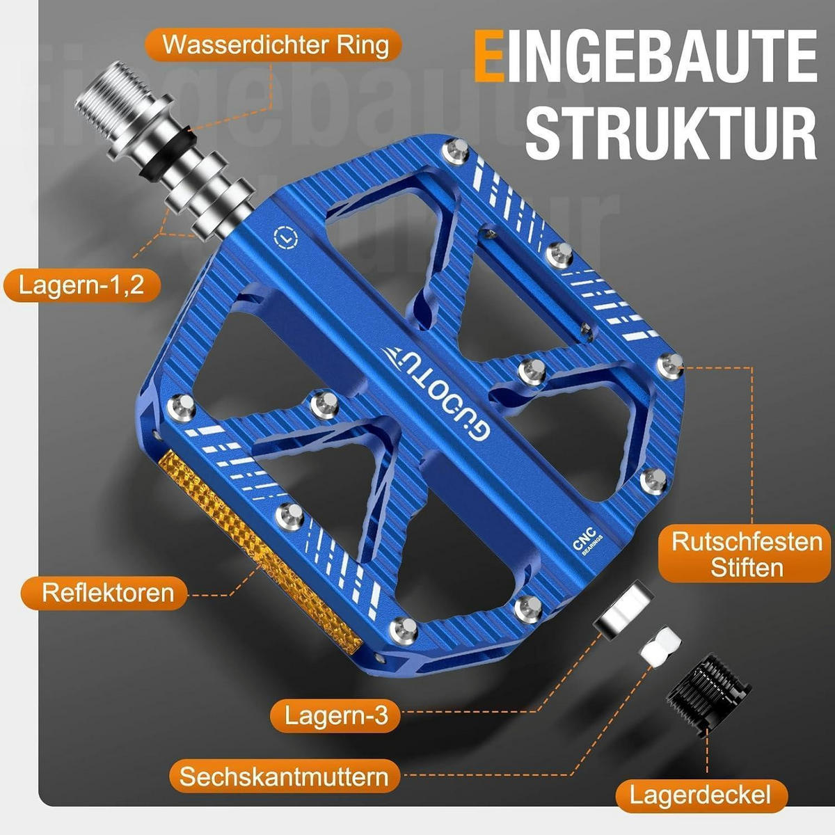 FAHRRADPEDALE Aluminium Blau mit Reflektoren - Blau, Metall (10/1.5/12cm)