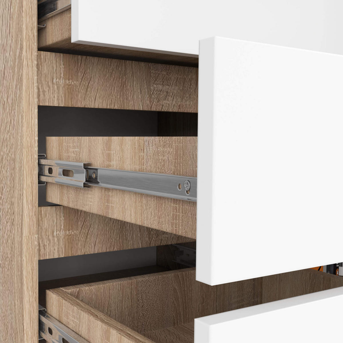 KOMMODE Eiche Sonoma, Weiß 97/80/35 - Weiß, Holzwerkstoff (80/97/35cm) - RAUMHIRSCH FURNITURE