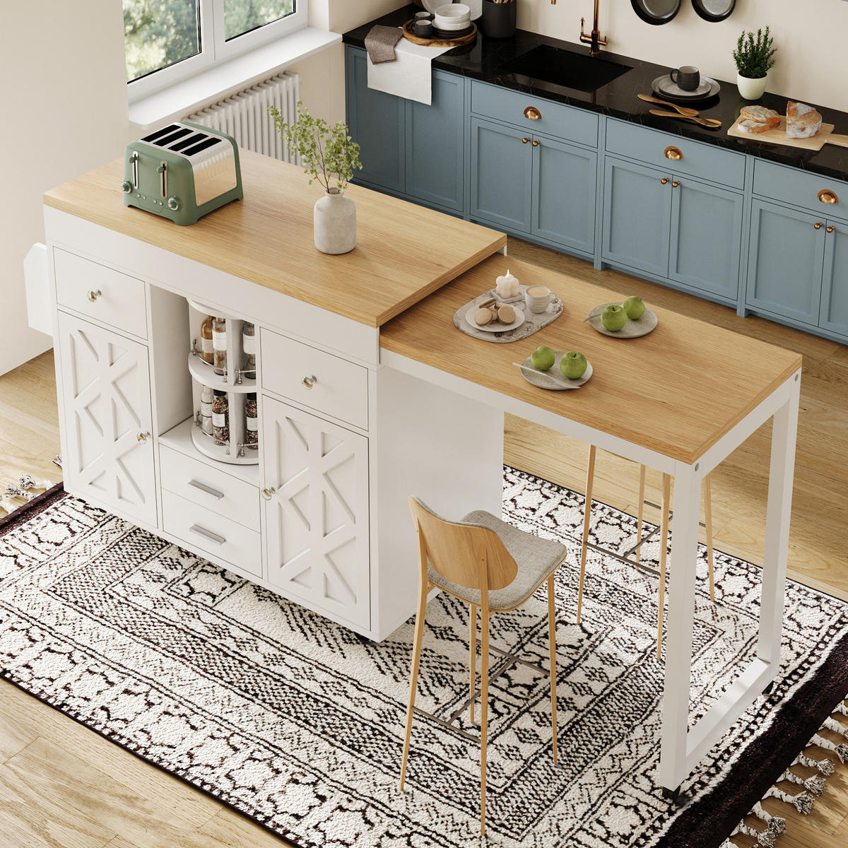 BARTISCH ausziehbar 110-180 cm Weiß MDF - Weiß, Holz (40/91/180cm) - Beauniv