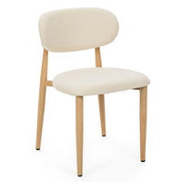 STUHL ALMO gepolstert Beine in Holzoptik - creme - Boucle - Eichefarben/Creme, Textil/Metall (47/77/54cm) - NEW HOME